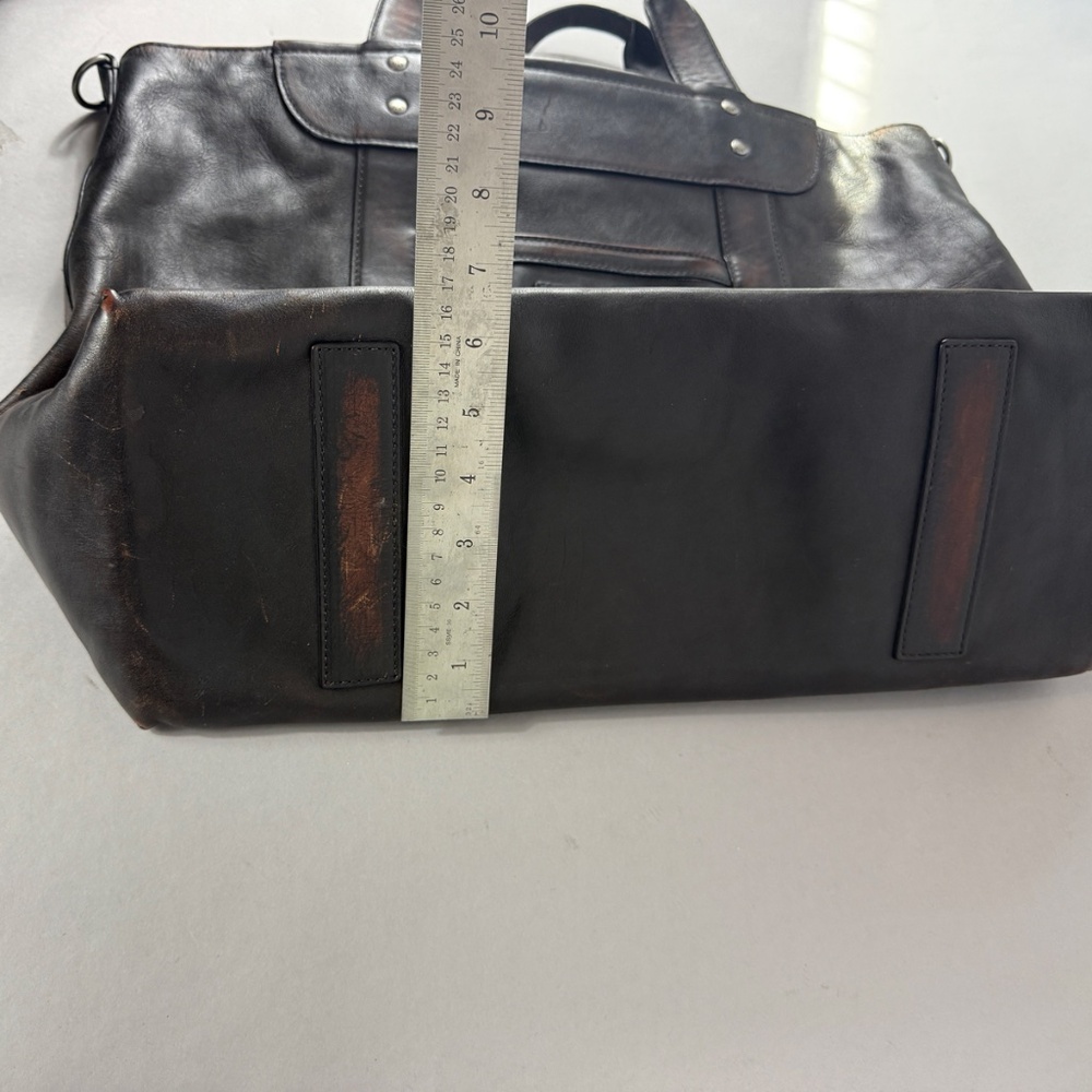 Frye Distressed Dark Brown Leather Tote / Crossbody Bag - Picture 14 of 15